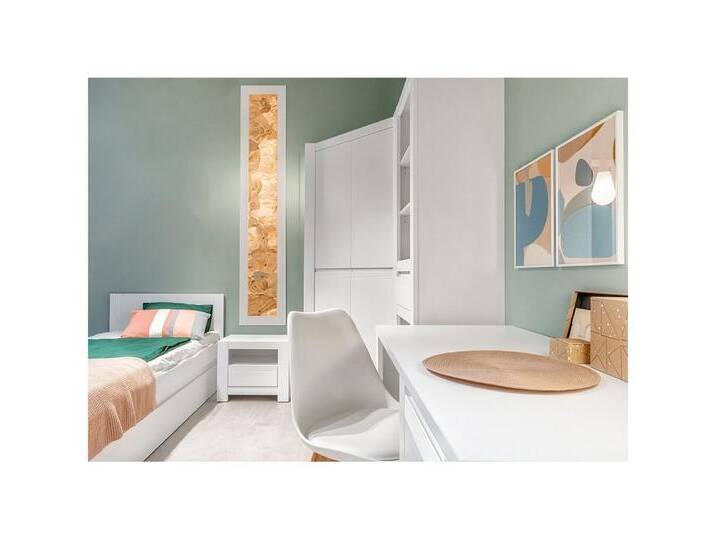 Lomadox Jugendzimmer-Set NAVA-129, (Sparset, 5-tlg), Liegefläche 90x200, inkl Bettschublade, Eckkleiderschrank 2-türig weiß, weiß von OTTO