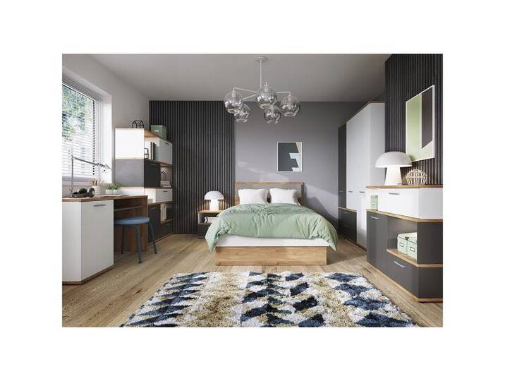 Lomadox Jugendzimmer-Set TOMAR-129, (Sparset, 6-tlg), mit Bett 120x200, 3-trg. Kleiderschrank, Schreibtisch, braun grau weiß von OTTO