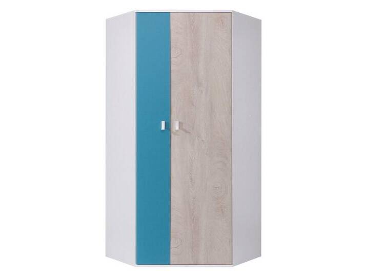 Lomadox Kleiderschrank PITTSBURGH-133 Eckkleiderschrank, 90x90cm, weiß/Eiche/blau, weiß von OTTO