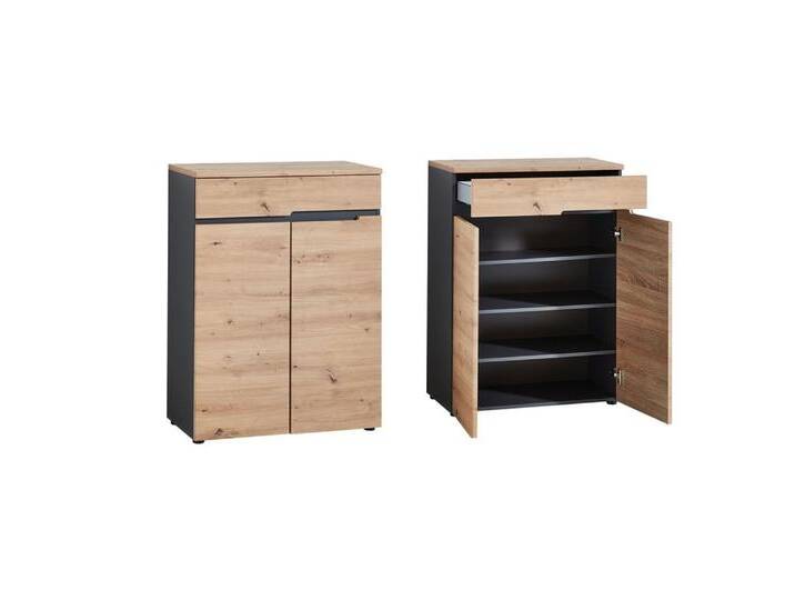 Lomadox Kommode MANRESA-36, Flur in Artisan Eiche Nb. mit Graphit B/H/T: ca. 80/107/38 cm, braun von OTTO