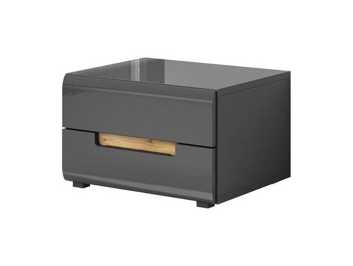 Lomadox Nachttisch HERNING-83, anthrazit anthrazit Hochglanz und Appenzeller Fichte 52/35/44 cm, schwarz von OTTO