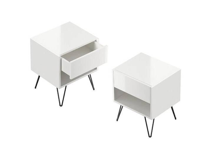 Lomadox Nachttisch INDIANAPOLIS-02, 2er Set, 41cm breit, weiß Hochglanz, grifflos, weiß von OTTO