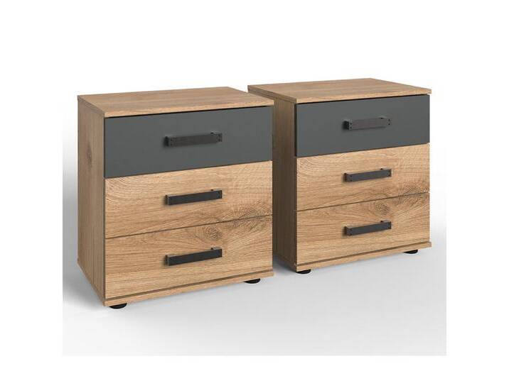 Lomadox Nachttisch SUNDERLAND-43, Eiche graphit grau Industrial Design 2er Set 52x58x38 cm, grau Lomadox Nachttisch SUNDERLAND-43, Eiche graphit grau Industrial Design 2er Set 52x58x38 cm, grau von OTTO