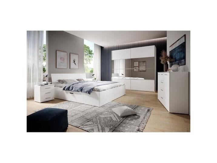 Lomadox Schlafzimmer-Set BIRMINGHAM-83, (Spar-Set, 5-tlg), in weiß mit Schwebetürenschrank Liegefläche 180x200 cm, weiß von OTTO