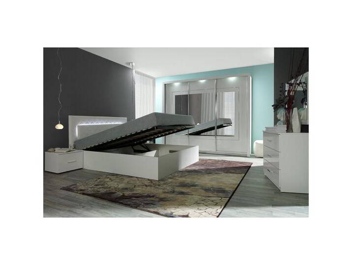 Lomadox Schlafzimmer-Set PALINURO-166, (Spar-Set, 5-tlg., Bett Nachttische Schwebetürenschrank Kommode), weiß Hochglanz, Liegefläche 160x200cm von OTTO