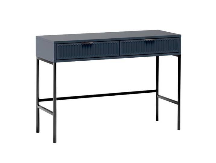 Lomadox Schminktisch LAURO-161, Frisiertisch modern Indigo blau Rillenoptik 110 cm breit 2 Schubladen, blau Lomadox Schminktisch LAURO-161, Frisiertisch modern Indigo blau Rillenoptik 110 cm breit 2 Schubladen, blau von OTTO
