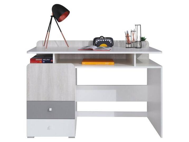 Lomadox Schreibtisch COLLINS-133, Jugendzimmer Kinderzimmer Büro Tisch weiß Eiche hell grau 125x86x55, weiß Lomadox Schreibtisch COLLINS-133, Jugendzimmer Kinderzimmer Büro Tisch weiß Eiche hell grau 125x86x55, weiß von OTTO