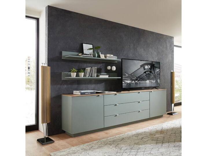 Lomadox Sideboard CUST-36, Set mit 2 Wandboards grün mit Eiche 240 cm, Wohnwand, Fernsehschrank, grün von OTTO