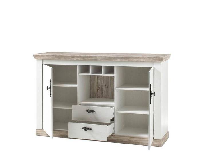 Lomadox Sideboard FERNA-61, weiß Nb. und Oslo Pinie dunkel Nb. mit Flaschenregal 168x104x44cm, weiß von OTTO