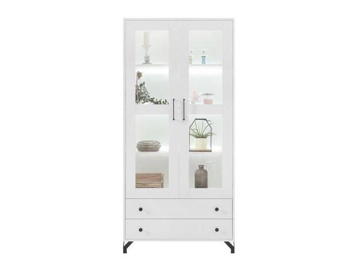 Lomadox Vitrine BEND-133 Standvitrine Vitrine weiß modern mit Beleuchtung 90x190x40 cm, weiß von OTTO