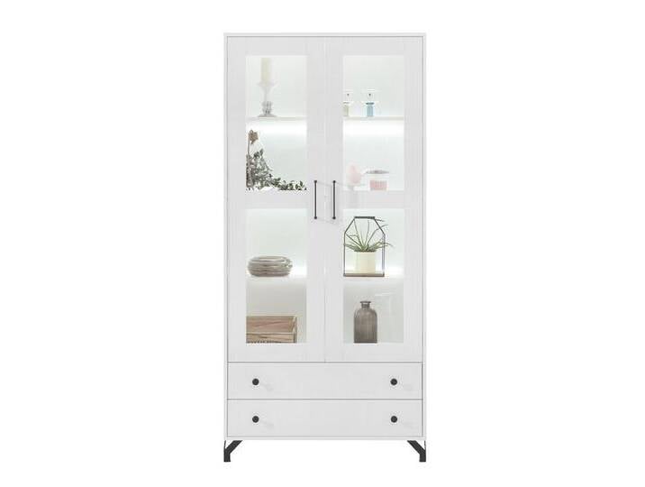 Lomadox Vitrine BEND-133 Standvitrine Vitrine weiß modern mit Beleuchtung 90x190x40 cm, weiß von OTTO