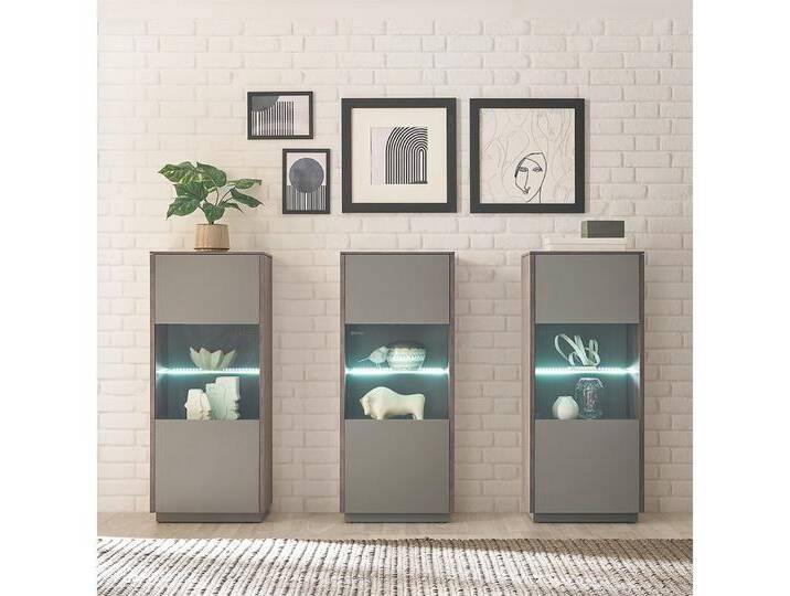 Lomadox Vitrine LAFAYETE-61 3er Set, Eiche mit anthrazit, inkl. Beleuchtung, braun von OTTO