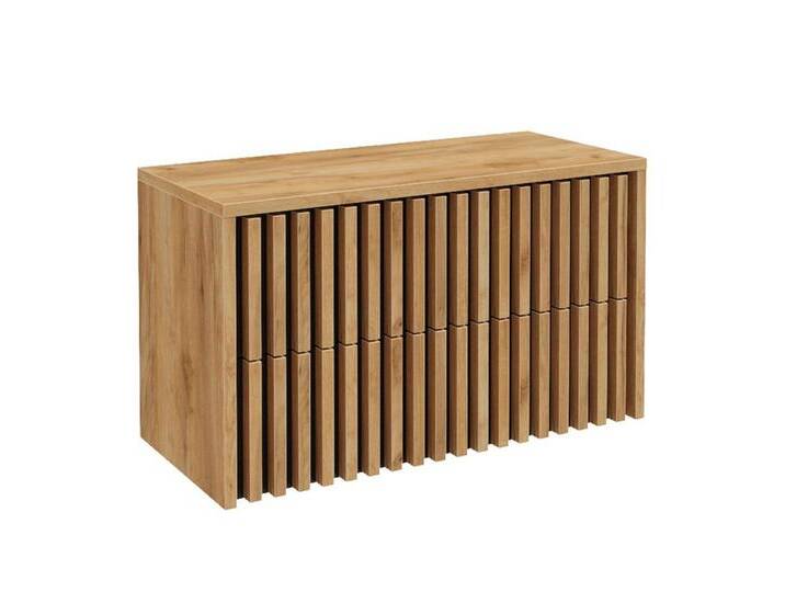 Lomadox Waschbeckenschrank LUCCA-107 Waschtisch Unterschrank Eiche schwarz Lamellen, 101/62,5/45,5 cm, braun von OTTO
