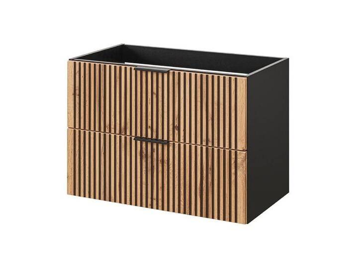 Lomadox Waschbeckenschrank XANTEN-56 anthrazit, Wotan Eiche Nb., Auszüge, Softclose, B/H/T: 80/57/46 cm, braun grau Lomadox Waschbeckenschrank XANTEN-56 anthrazit, Wotan Eiche Nb., Auszüge, Softclose, B/H/T: 80/57/46 cm, braun grau von OTTO