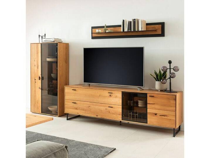 Lomadox Wohnwand AVETRANA-05, (3-St., Highboard Wandboard Lowboard), Anbauwand Wohnmöbel, Eiche teilmassiv geölt, braun von OTTO