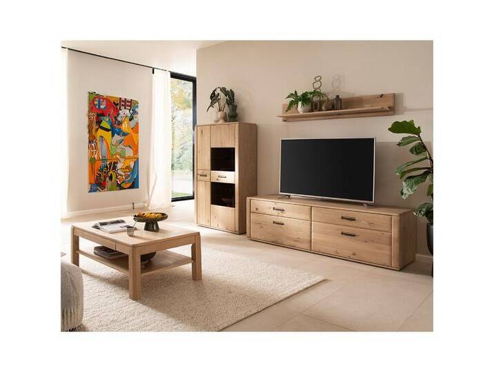 Lomadox Wohnzimmer-Set ANCONA-05, (Mega-Spar-Set, 4-St., Highboard Wandboard Lowboard Couchtisch), Wohnmöbel, Wohnwand, Eiche teilmassiv geölt, braun von OTTO