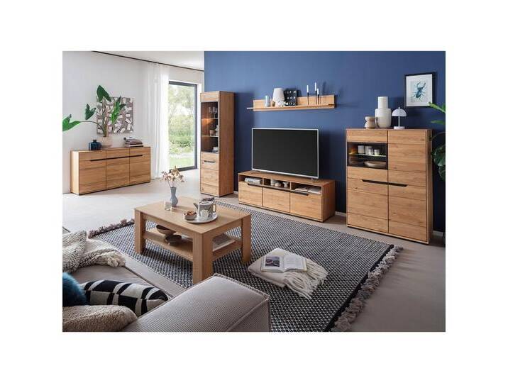 Lomadox Wohnzimmer-Set AVESTA-06, (Mega-Spar-Set, 6-St., Sideboard Vitrine Wandboard Lowboard Highboard Couchtisch), in Eiche teilmassiv, grifflos von OTTO