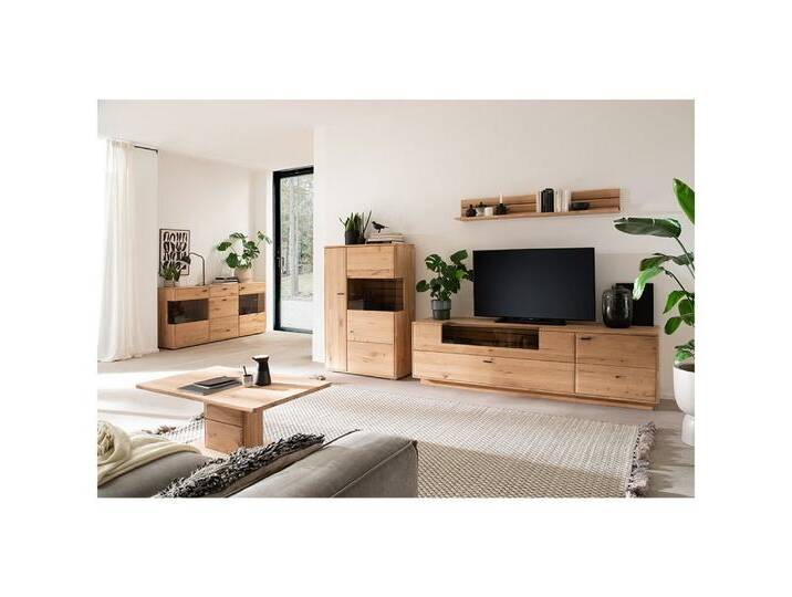Lomadox Wohnzimmer-Set GALWAY-05, (Mega-Spar-Set, 5-St., Sideboard Highboard Wandboard Lowboard Couchtisch), Wohnwand Wohnmöbel Set, Eiche massiv geölt von OTTO