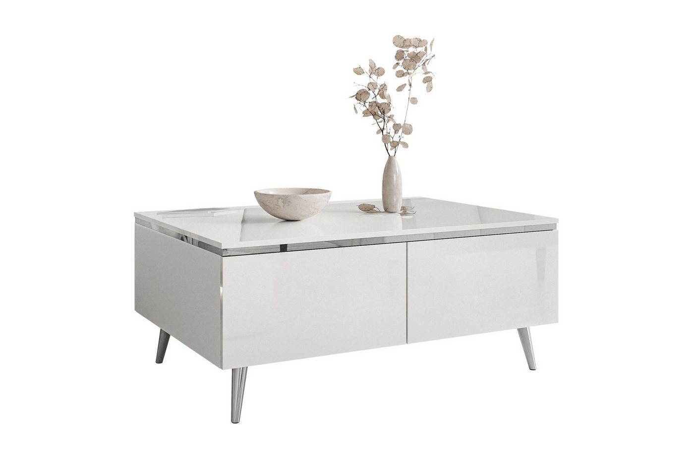Lookway Couchtisch AURORA SILVER mit Stauraum (1x Tisch), Breite: 90 cm von Lookway