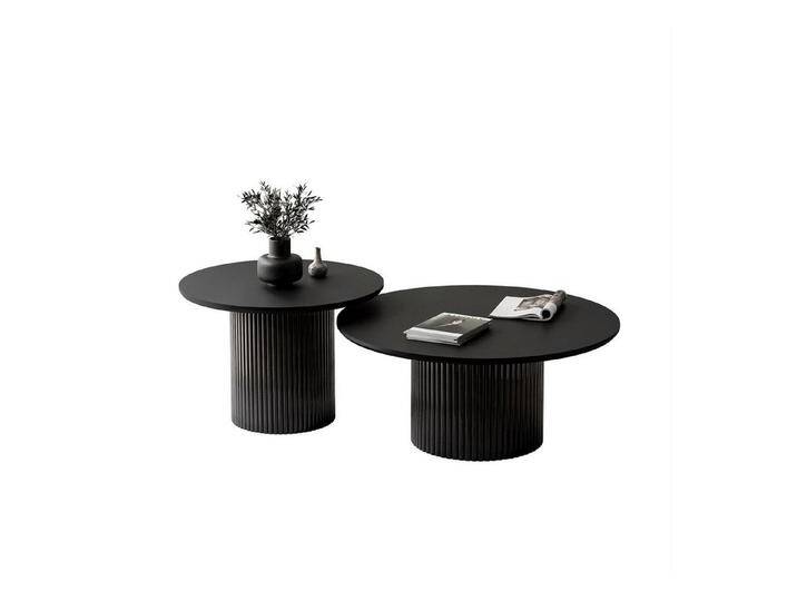 Lookway Couchtisch OVI-Tischset mit geriffelter Basis (2er Set), Durchmesser: ⌀80 cm und ⌀60 cm, schwarz, Schwarz von OTTO