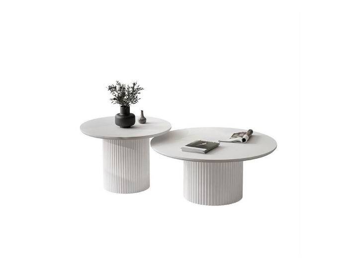 Lookway Couchtisch OVI-Tischset mit geriffelter Basis (2er Set), Durchmesser: ⌀80 cm und ⌀60 cm, weiß, Weiß von OTTO