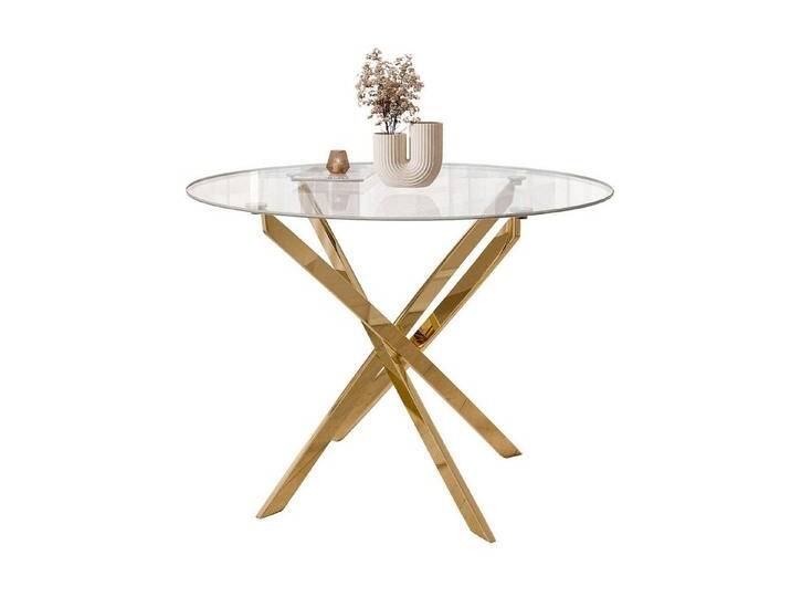 Lookway Esstisch CRISTAL 100 cm Runder Esstisch mit Glasplatte, Durchmesser Ø 100 cm, goldfarben, Gold chrom von OTTO