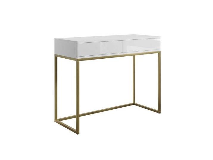 Lookway Konsolentisch BLANCO GOLD II (1x Konsolentisch), Breite: 100 cm, weiß, Push-to-open System, Gold matt / Weiß hochglanz von OTTO