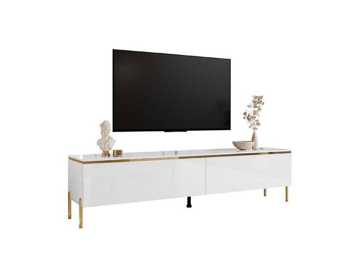 Lookway Lowboard AURORA auf Beinen TV-Schrank in Weiß / Weiß hochglanz, Breite 180 cm, goldfarben, gerade gold Chrom Lookway Lowboard AURORA auf Beinen TV-Schrank in Weiß / Weiß hochglanz, Breite 180 cm, goldfarben, gerade gold Chrom von OTTO