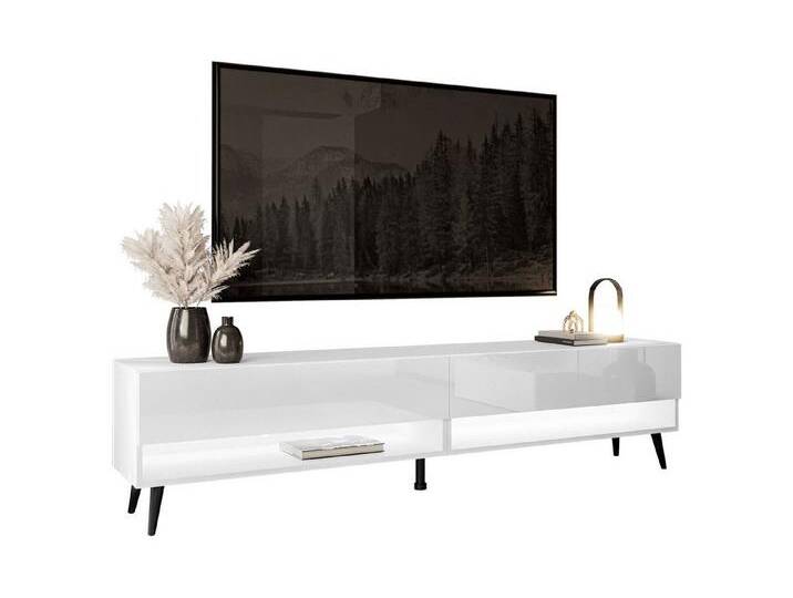 Lookway Lowboard CALANTE 180 cm RTV Schrank auf Beinen und LED-Beleuchtung, weiß, schräge Schwarze Beine, Weiß / Weiß Hochglanz Lookway Lowboard CALANTE 180 cm RTV Schrank auf Beinen und LED-Beleuchtung, weiß, schräge Schwarze Beine, Weiß / Weiß Hochglanz von OTTO