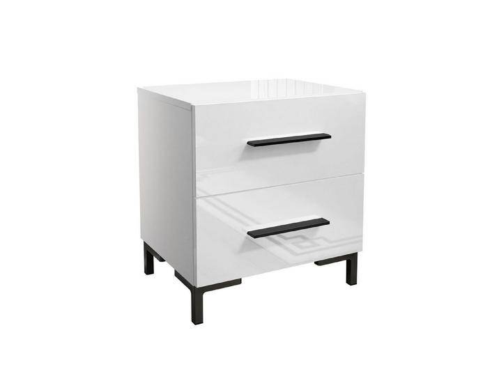 Lookway Nachttisch LINA LUX, Weiß / Weiß hochglanz Beine und Griffe, weiß, schwarz von OTTO