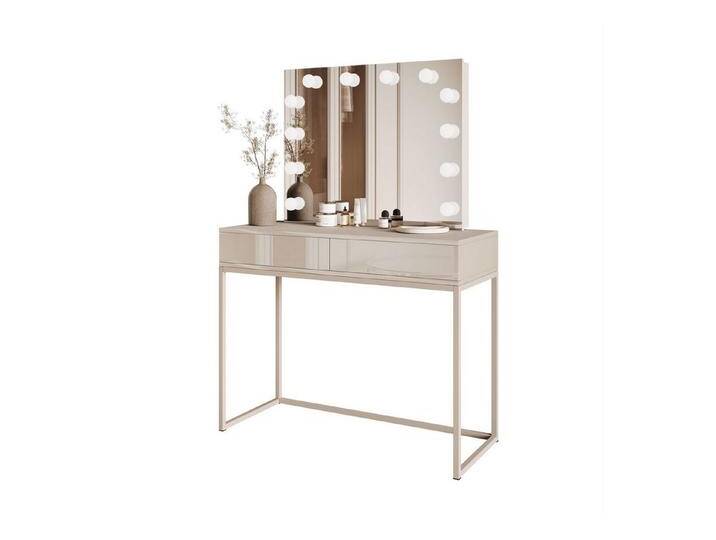 Lookway Schminktisch BLANCO KASCHMIR ELITE auf kaschmirfarbenem Gestell (1x Konsole, 1x Spiegel mit Led Beleuchtung), Breite: 100 cm, beige von OTTO