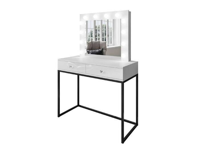 Lookway Schminktisch BLANCO LOFT mit LED-beleuchtetem Spiegel (Schminktisch mit Spiegel), Breite: 100 cm, schwarz weiß, Griff - weißes Kristall von OTTO