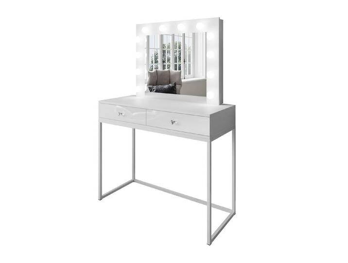 Lookway Schminktisch BLANCO LOFT mit LED-beleuchtetem Spiegel (Schminktisch mit Spiegel), Breite: 100 cm, weiß, Griff - weißes Kristall von OTTO