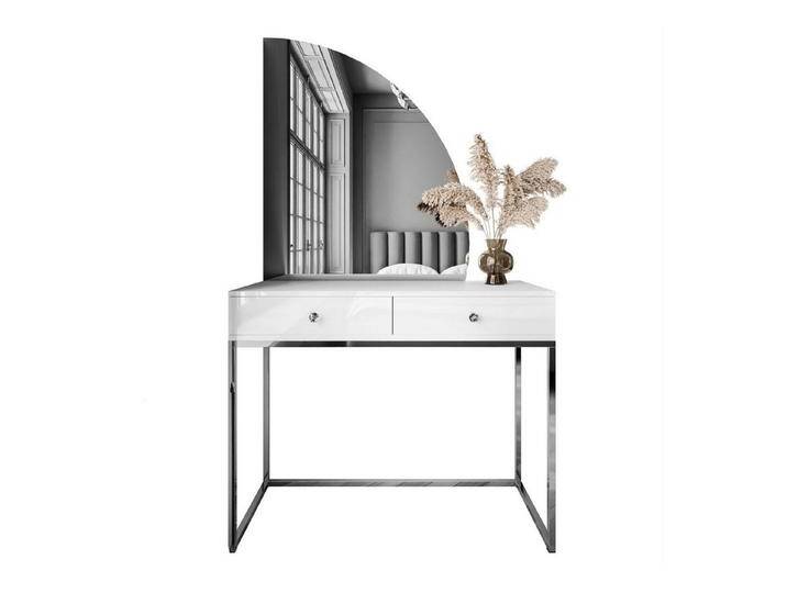 Lookway Schminktisch QUINNIE GLAMOUR mit LED Spiegel (1x Konsole 1x Spiegel), Breite: 100 cm, weiß, Weiß Hochglanz von OTTO
