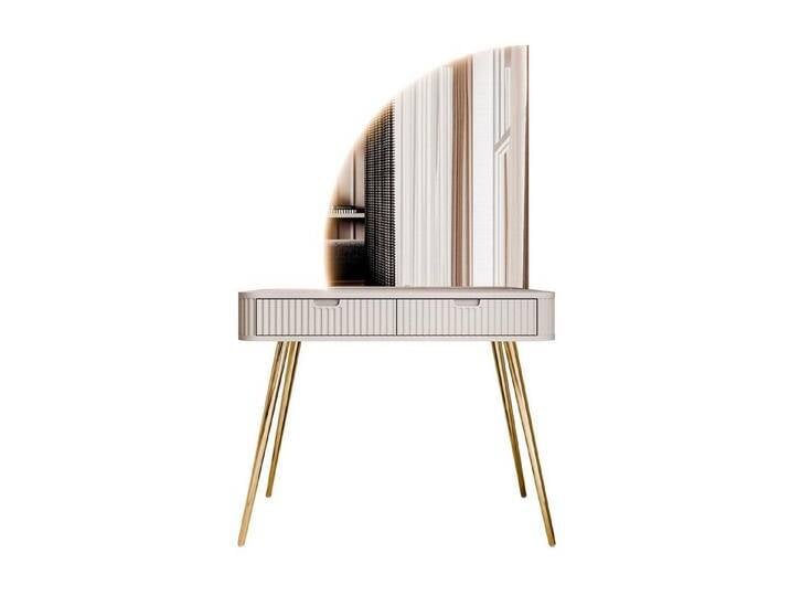 Lookway Schminktisch ZAIRA-QS mit LED Spiegel, Breite: 103 cm, beige, kaschmir links gold von OTTO