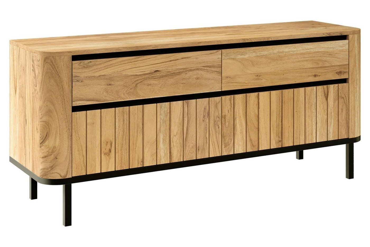 Lowboard TV-Schrank KIAN, 143 x 42 cm, Akazie teilmassiv, mit 2 Schubladen und 1 Klappe von OTTO