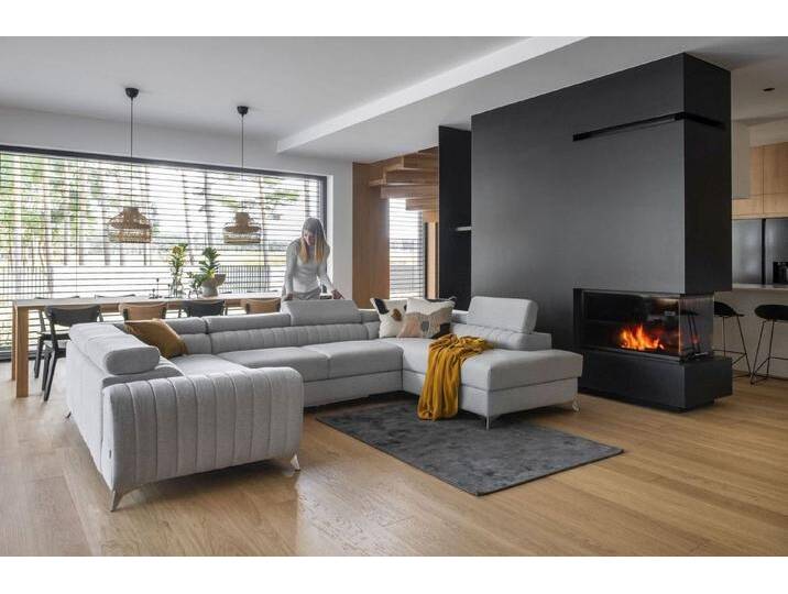 Lukas Möbel Wohnlandschaft Wohnlandschaft Linus mit Schlaffunktion Bettkasten XXL-Sofa in U-Form, mit verstellbaren Kopfstützen, Rechts von OTTO