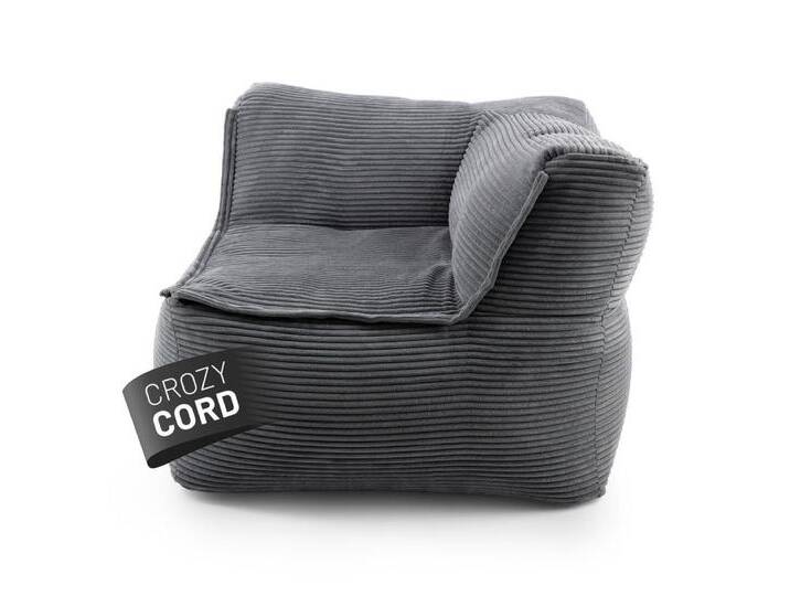 Lumaland Sitzsack Sitzsack-Sofa Modular Cord 81x81x70cm Ecke links, Sessel abnehmbarer Bezug kombinierbar waschbar, grau, 93% Polyester 7% Nylon von OTTO