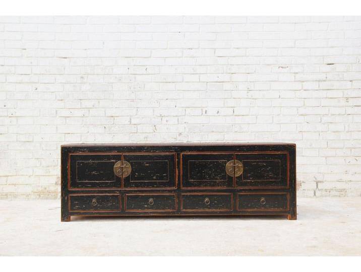 Luxury-Park-Direct Kommode TV-Lowboard mit traditionellen Elementen Handarbeit Massivholz, schwarz von OTTO