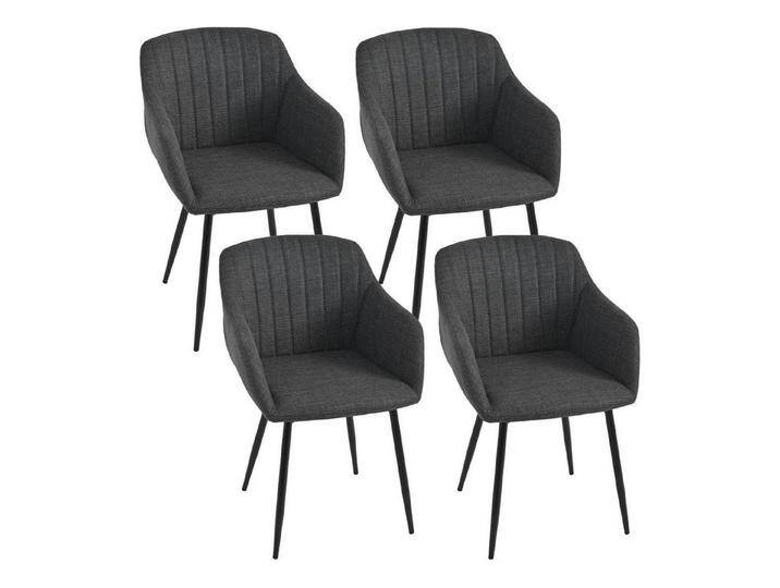 LuxusKollektion Armlehnstuhl Esszimmerstühle 4er Polsterstuhl Armlehne Metallbeine 4er Schwarzgrau von OTTO