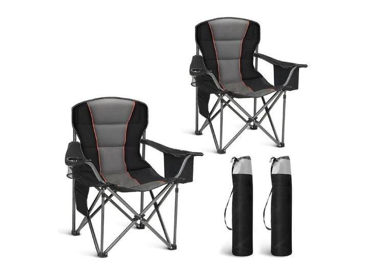 LuxusKollektion Campingstuhl Campingstuhl Faltbar 200kg Getränkehalter XXL 2er Dunkelschwarz von OTTO