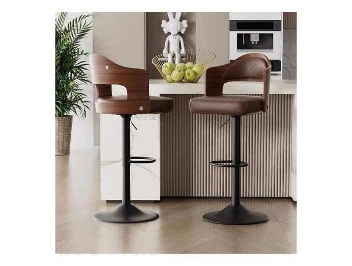 LuxusKollektion Drehstuhl Barhocker 360GradDrehstuhl Fußstütze Armlehne 2er Set Braun von OTTO