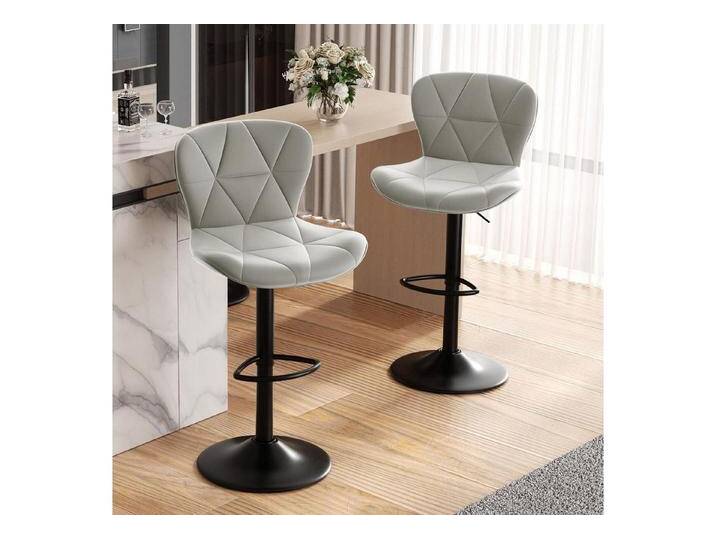 LuxusKollektion Drehstuhl Barhocker Höhenverstellbar Rückenlehne Drehbar 2er Set Hellgrau LuxusKollektion Drehstuhl Barhocker Höhenverstellbar Rückenlehne Drehbar 2er Set Hellgrau von OTTO