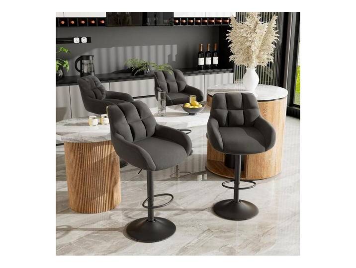 LuxusKollektion Drehstuhl Barhocker drehbar höhenverstellbar Leder Armlehne 4er Set Schwarz von OTTO