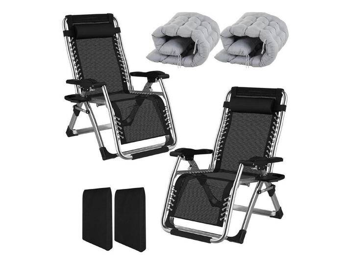 LuxusKollektion Gartenliege Liegestuhl Klappbar Polster Wetterfest 65cm Breit 2er Set Gray von OTTO