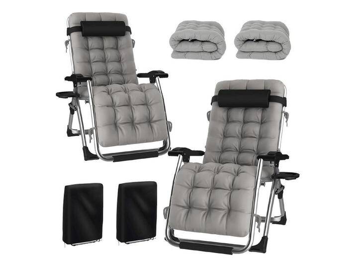 LuxusKollektion Gartenliege Liegestuhl Klappbar Sonnenliege 2er Set 72 cm Silbrig+silbrig von OTTO