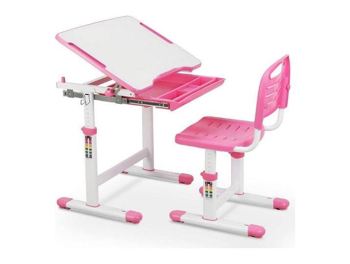 LuxusKollektion Kinderschreibtisch Kinderschreibtisch Stuhl Höhenverstellbar neigbarer Tischplatte Rosa von OTTO