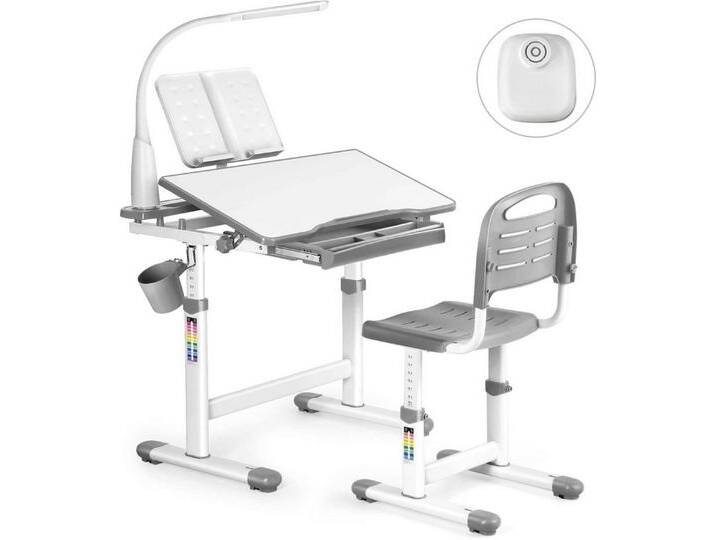LuxusKollektion Kinderschreibtisch Kinderschreibtisch höhenverstellbar mit Lampe Stuhl Schublade Grau LuxusKollektion Kinderschreibtisch Kinderschreibtisch höhenverstellbar mit Lampe Stuhl Schublade Grau von OTTO