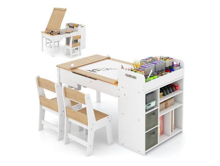 LuxusKollektion Kindertisch Kindertisch Kindersitzgruppe kippbar Holz Natur mit 7 Fächern von OTTO