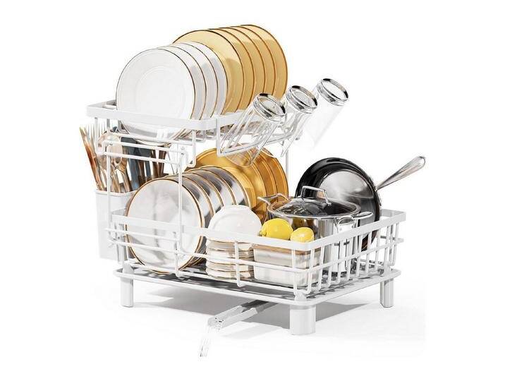 LuxusKollektion Kochbesteck-Set Abtropfgestell 2Tier Edelstahl Utensilienhalter Weiß Klein von OTTO